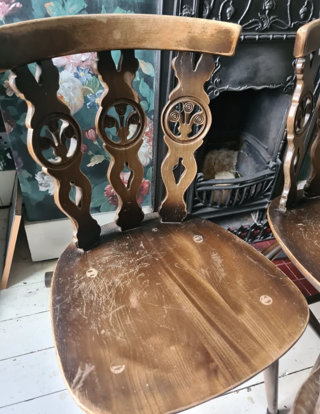 Five Ercol Fleur De Lys Dining Chairs, 375, Triple Fleur De Lys 1980/1981 photo buy