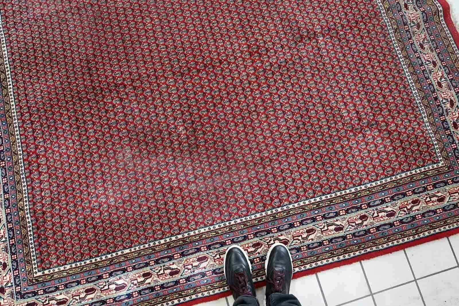 Handmade Vintage Indian Seraband Rug 6.6' X 8.2' (204cm X 252cm) 1970s photo 2680.0