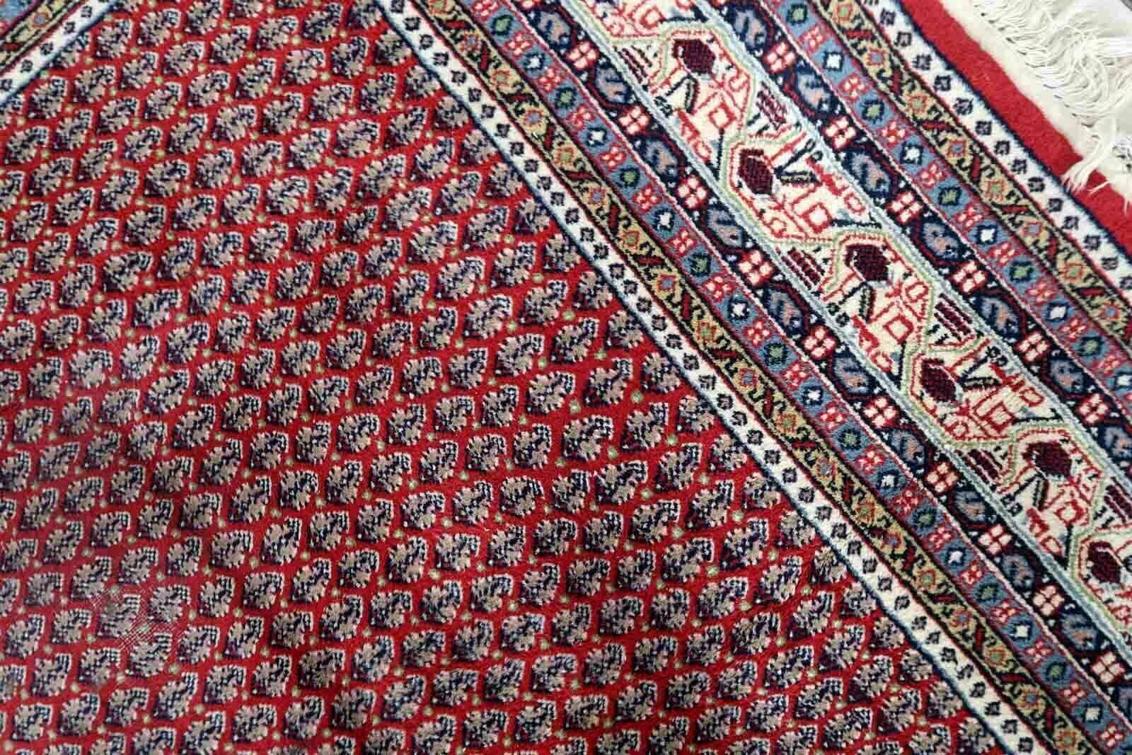 Textiles Handmade Vintage Indian Seraband Rug 6.6' X 8.2' (204cm X 252cm) 1970s photo