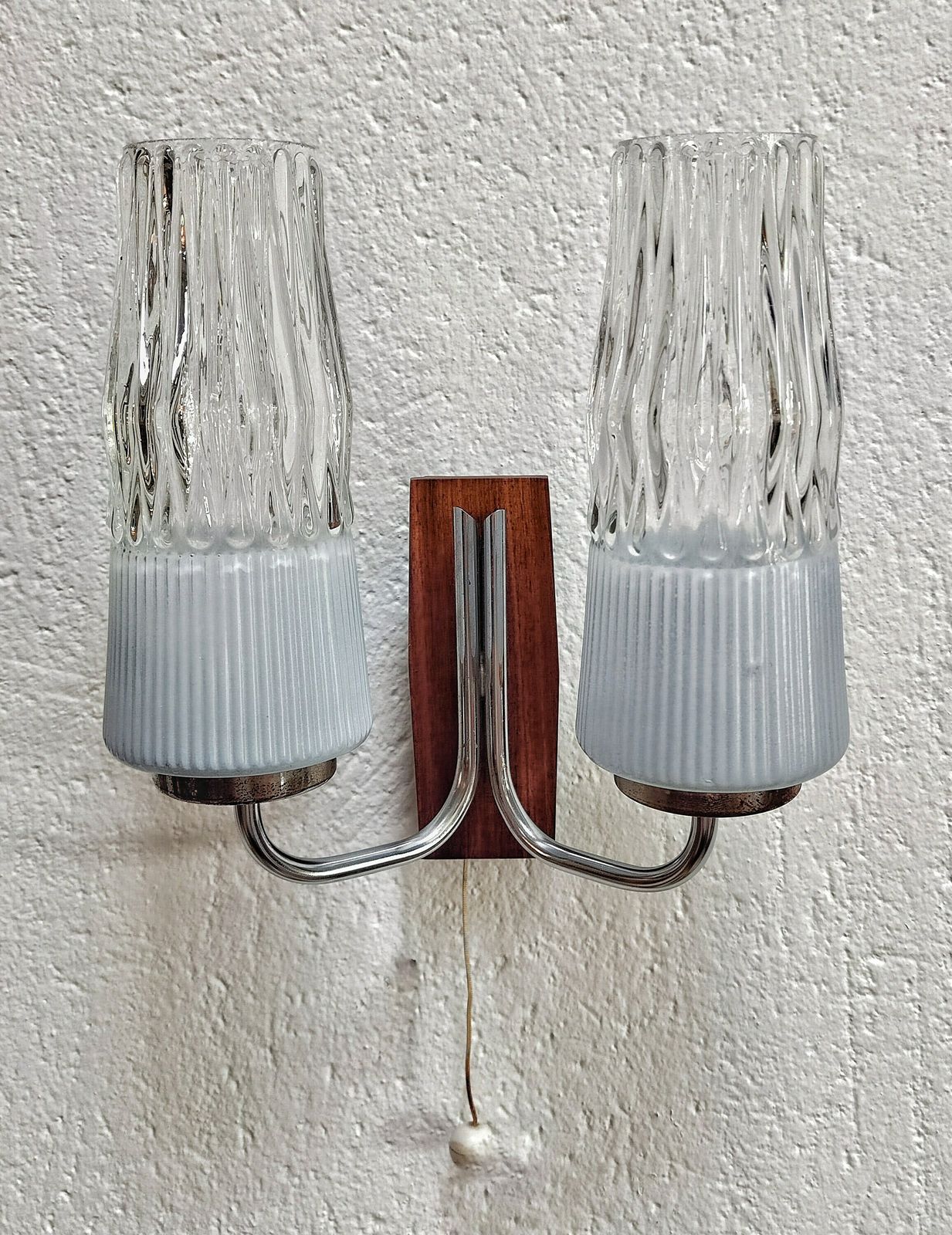 Pair Of Mid Century Sconces By Richard Essig Done In Mahogany, Chrome And Crystal // Made In West Germany In 1960s photo buy