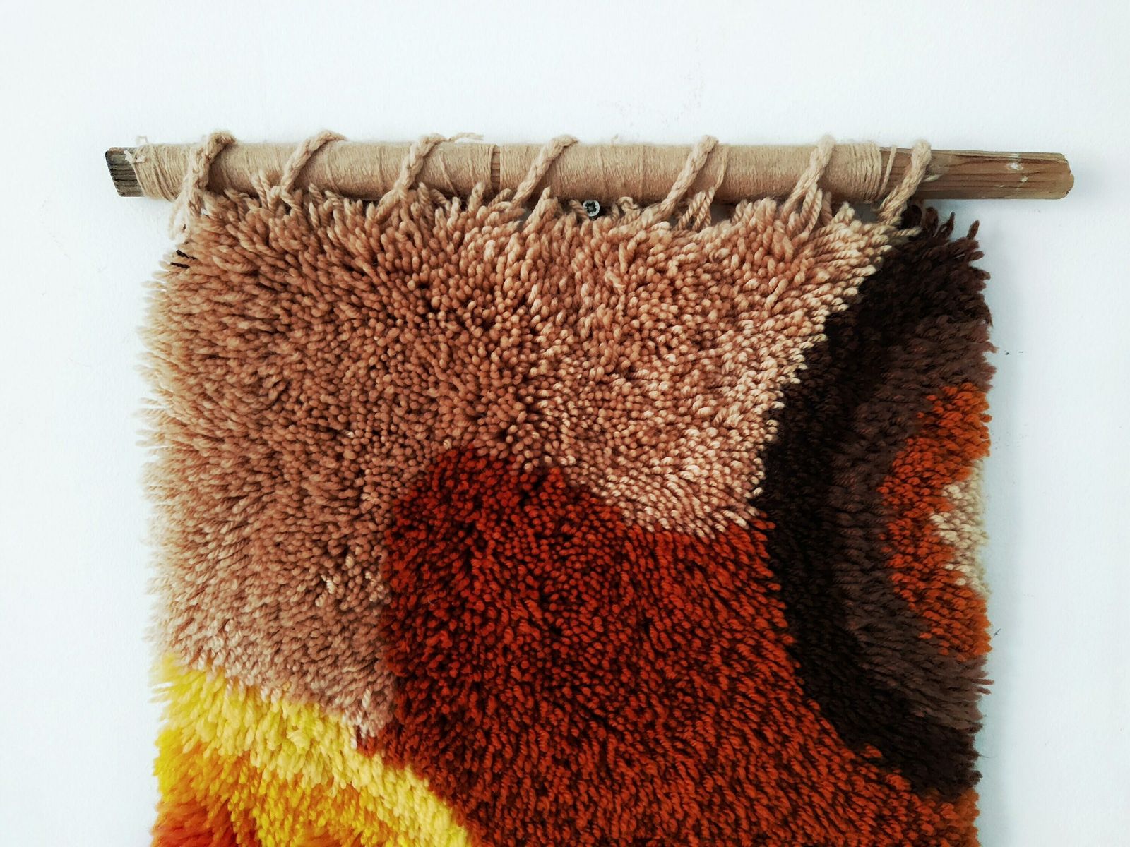 Vintage Latch Hook Wall Hanging // Vibrant Mid Century Modern Rya Wall Tapestry // Made In West Germany In 1960s photo for sale
