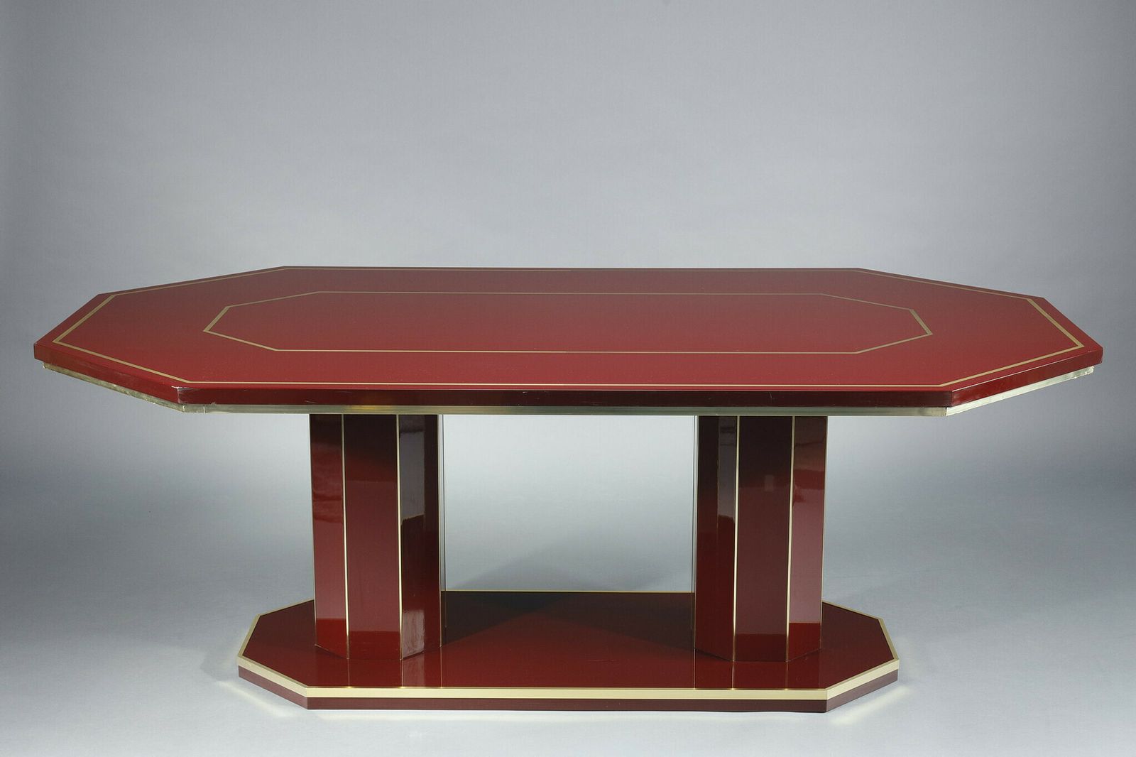 Dining Table In Lacquered Wood And Gilded Brass Designed By Paco Rabanne photo Furniture