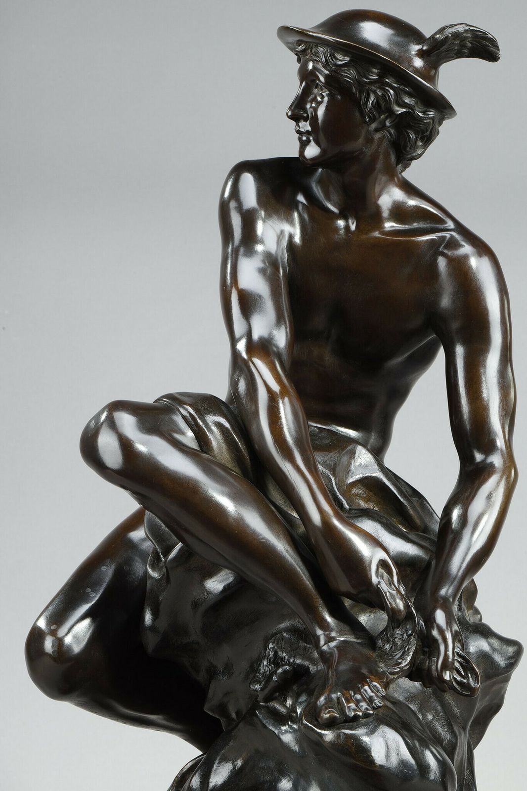 Large Bronze After Pigalle, "Mercure Attachant Ses Talonnières", 19th Century photo buy