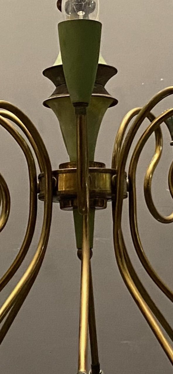 Italian Stilnovo Bronze Chandelier 1950’s photo buy