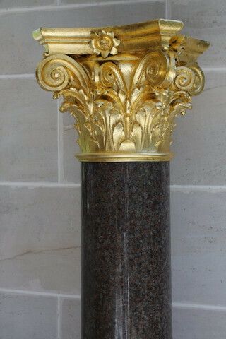 Large Neoclassical Granite And Gilt Bronze Column, 20th Century. photo Home Decor