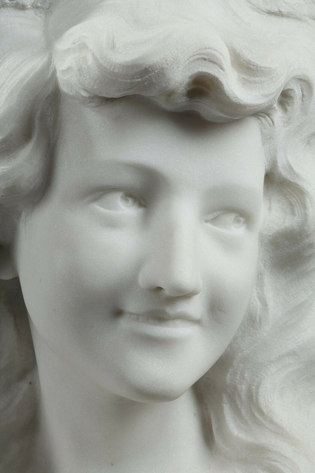 Art Bust Of A Young Woman In Carrara Marble, 19th Century photo