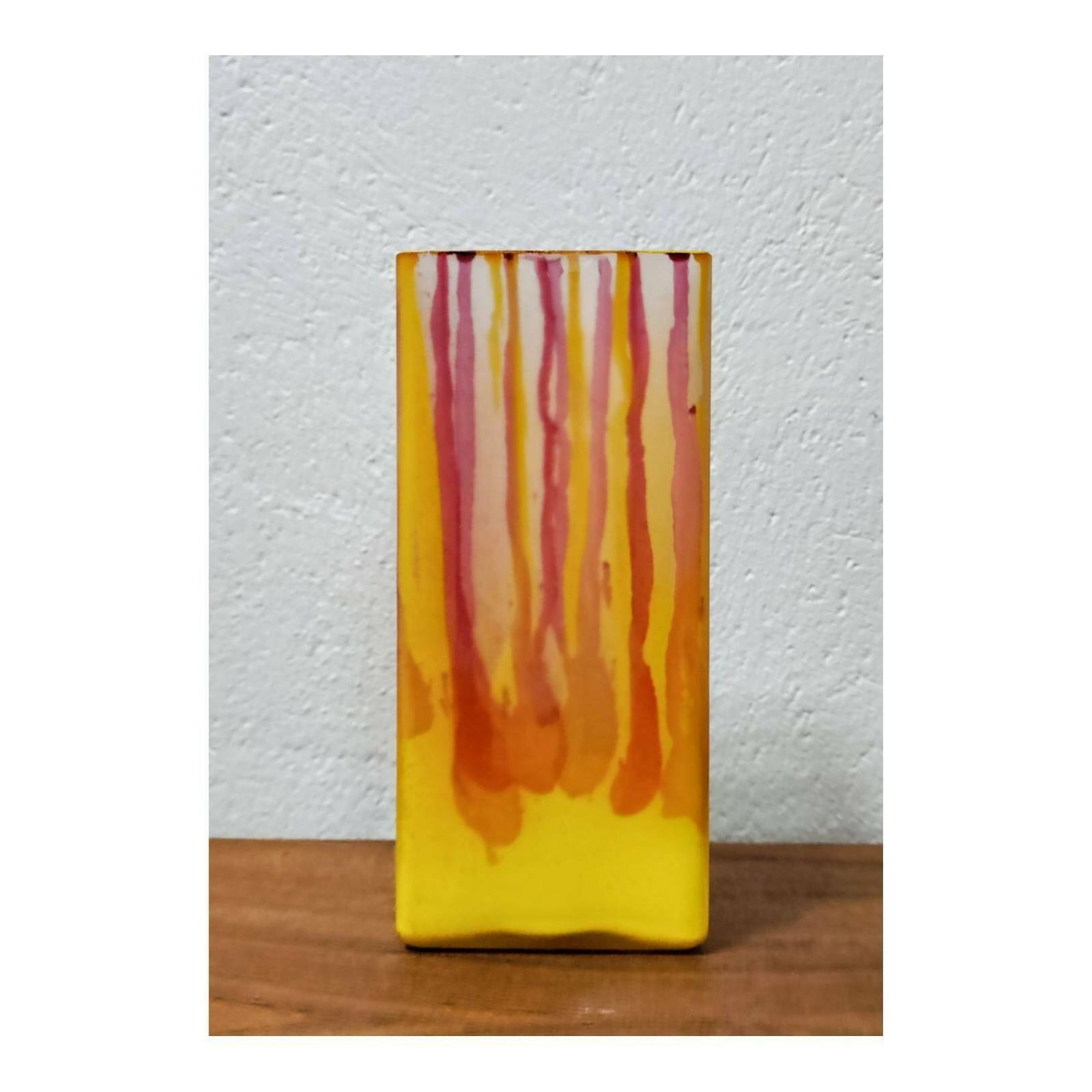 photo for sale Pair Of Vintage Table Lamps In Colours Of Sunset // Painted Glass Table Lamps // Vibrant Accent Lamps // Made In Italy In 1990s