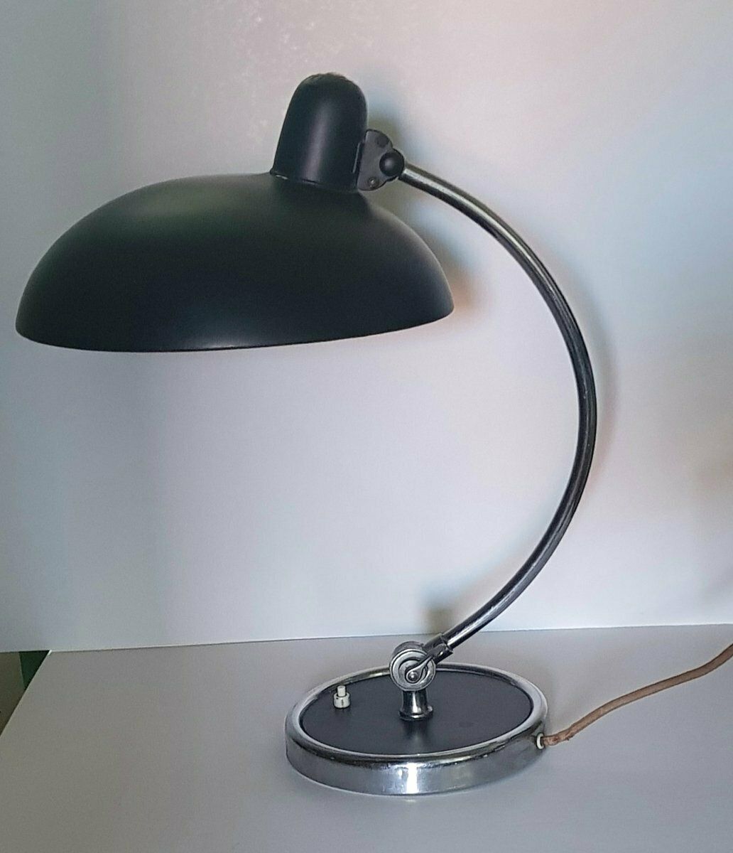Rare Black President 6631 Desk Lamp From The First Production By Christian Dell For Kaiser Idell / Kaiser Leuchten, 1930s