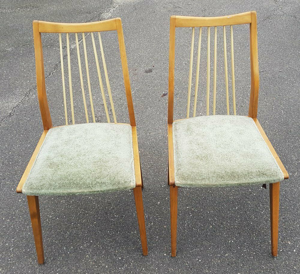 Wooden Dining Chairs With Sprout Backs, 1950s, Set Of 2
