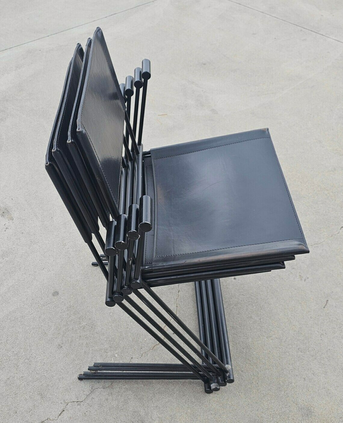 photo furniture Set Of 4 Ballerina Dining Chairs By Herbert Ohl For Matteo Grassi In Black Leather // Postmodern Dining Chairs // Made In Italy In 1990s