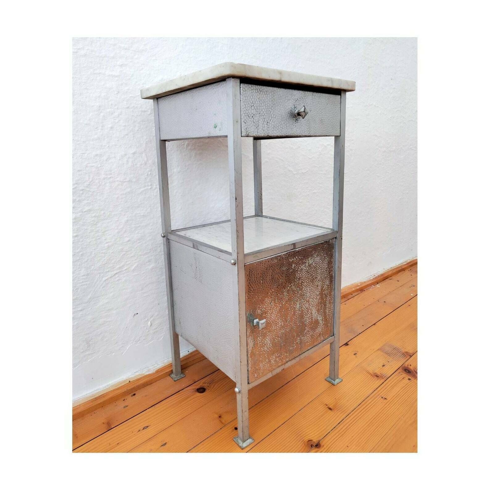 Extremely Rare Bathroom Stand Done In Nickel Plated Brass // Vienna Secession Medicine Cabinet // Antique Bathroom Stand // Made In Austria