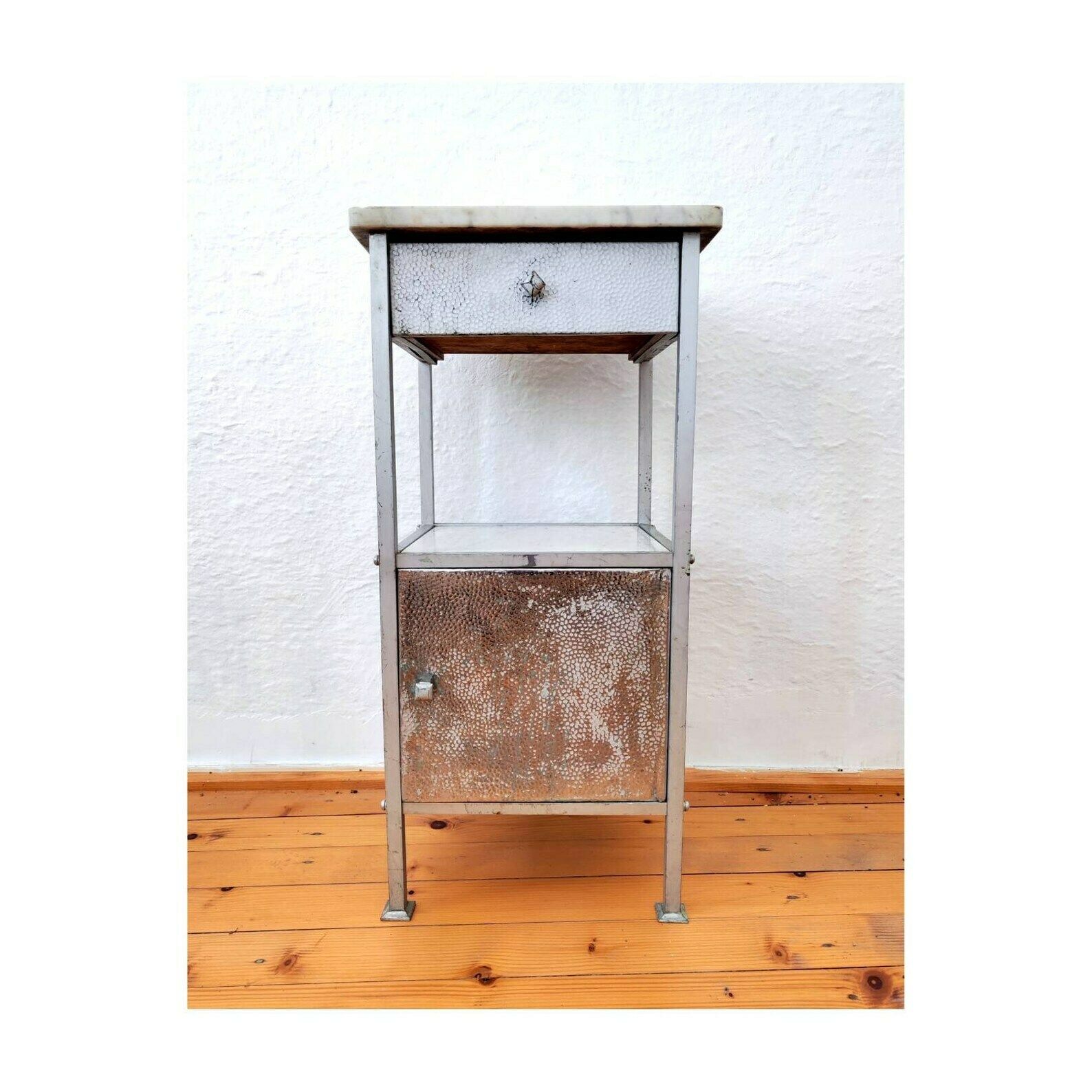 Extremely Rare Bathroom Stand Done In Nickel Plated Brass // Vienna Secession Medicine Cabinet // Antique Bathroom Stand // Made In Austria photo for sale