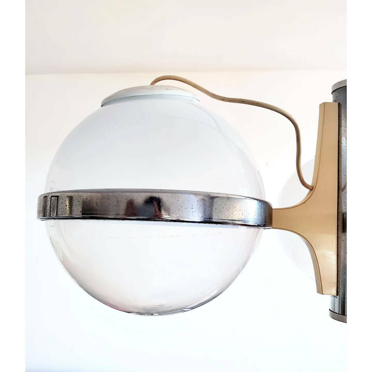 photo furniture Rare Space Age Pendant With 3 Large Opaline Glass Balls Held By Chrome Rings // Modernist Chandelier In Gino Sarfatti Style // Made In Italy