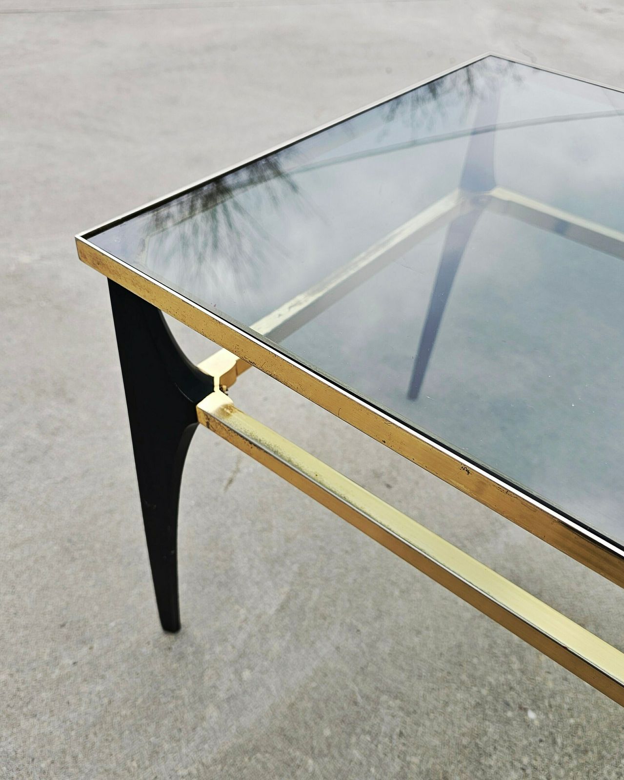 Stilnovo Coffee Table In Gold Plated Steel And Smoked Glass // Made In Italy In 1950s photo furniture