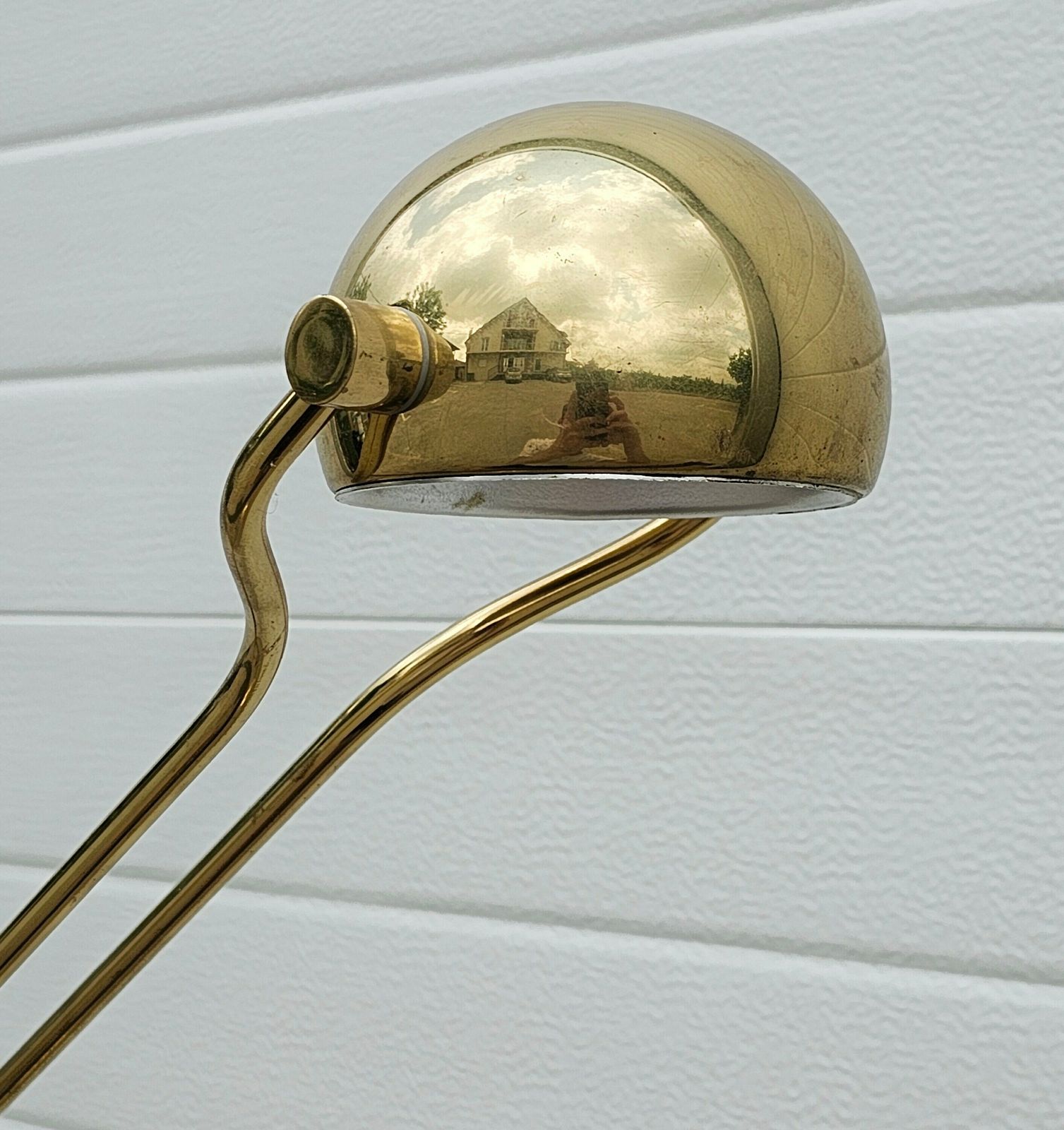 Rare Adjustable Brass Floor Lamp By Fischer Leuchten / Vintage Adjustable Floor Lamp With Counterweight / Made In West Germany In 1970s photo for sale