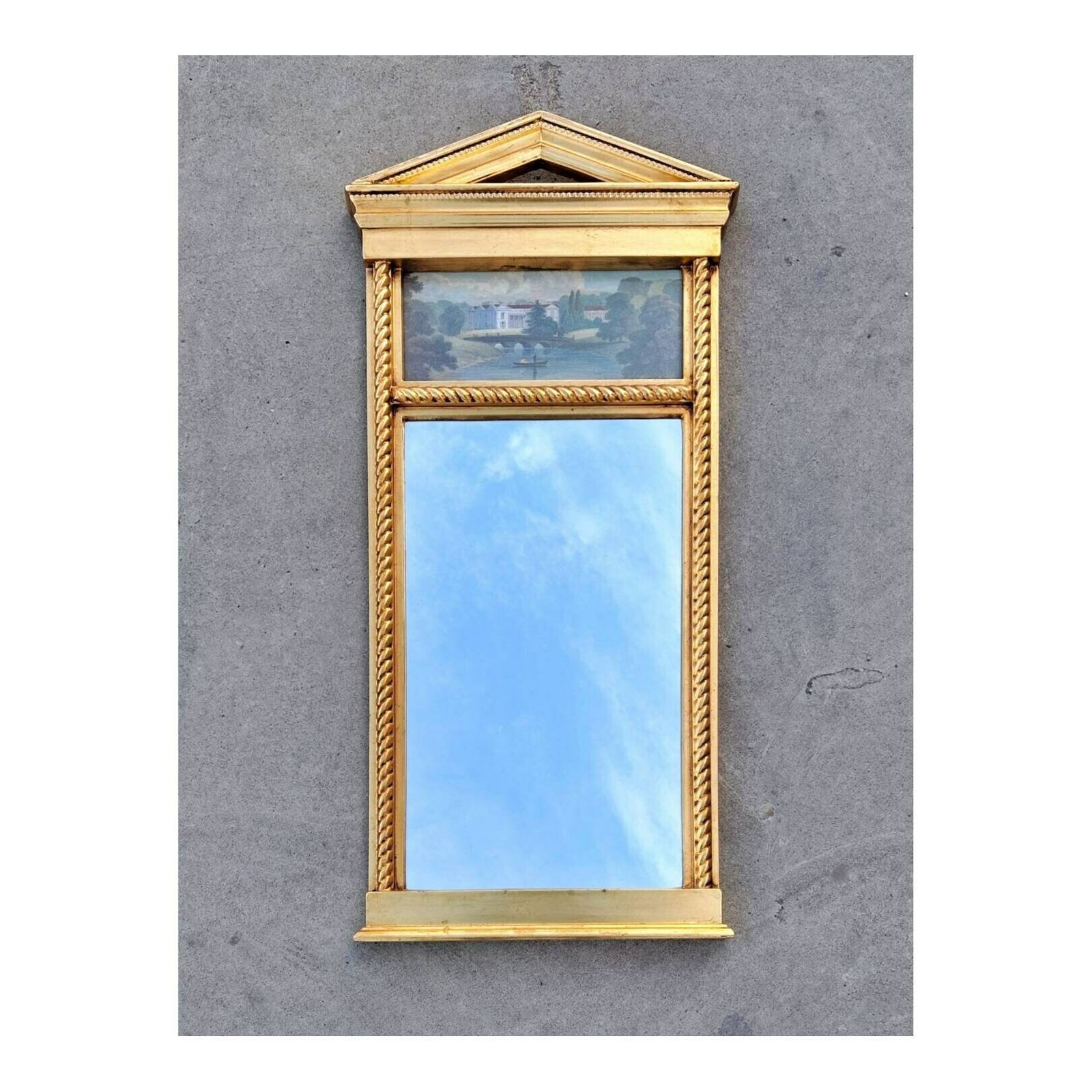 Antique Gilded Neoclassical Mirror In The Manner Of Biedermeier // Gold Plated Antique Mirror // Made In Sweden In 1910s