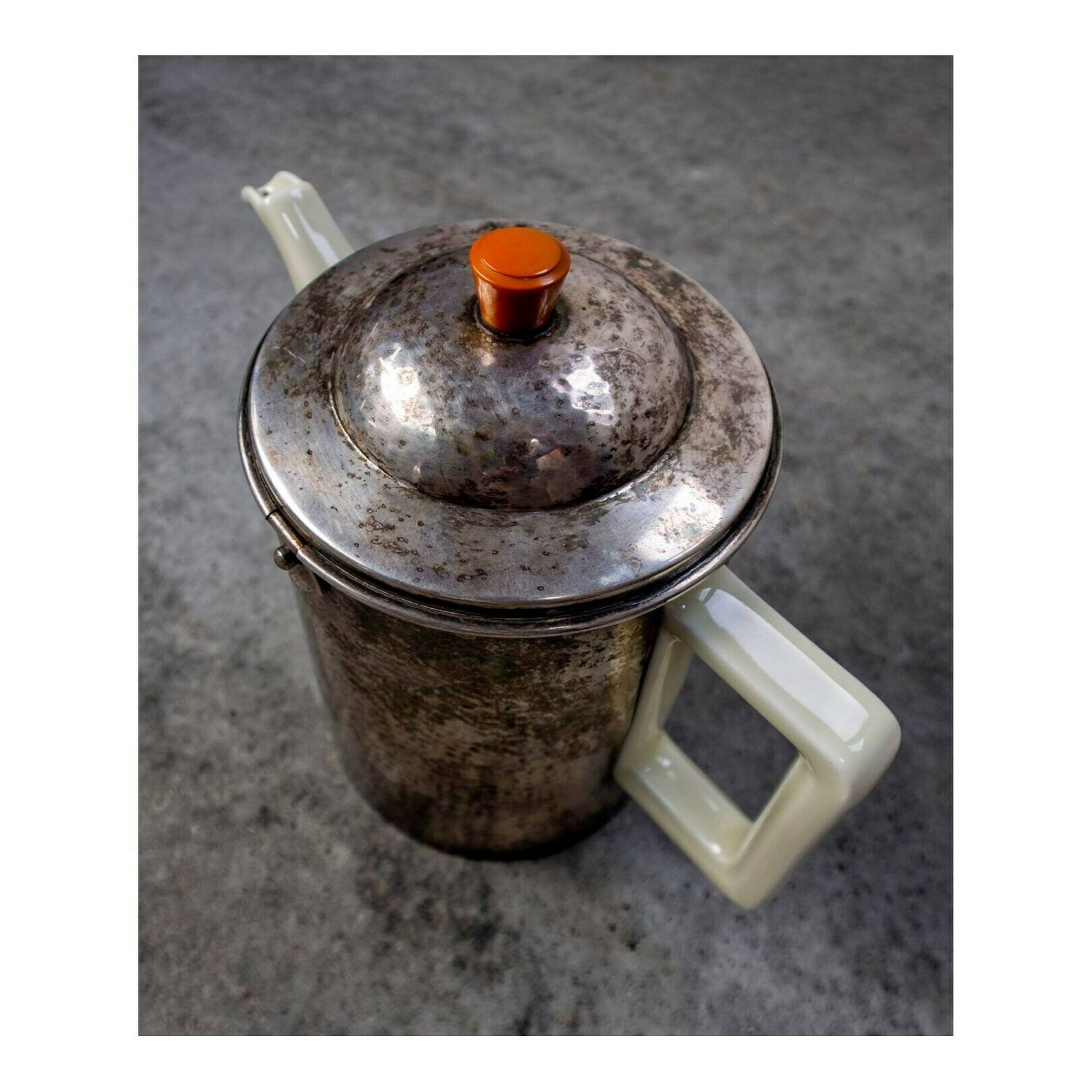 Art Deco Teapot By Bauscher Weiden In Hammered Silver Plated Brass Warmer By Wmf // Antique Teapot // Made In Germany In 1920s photo furniture