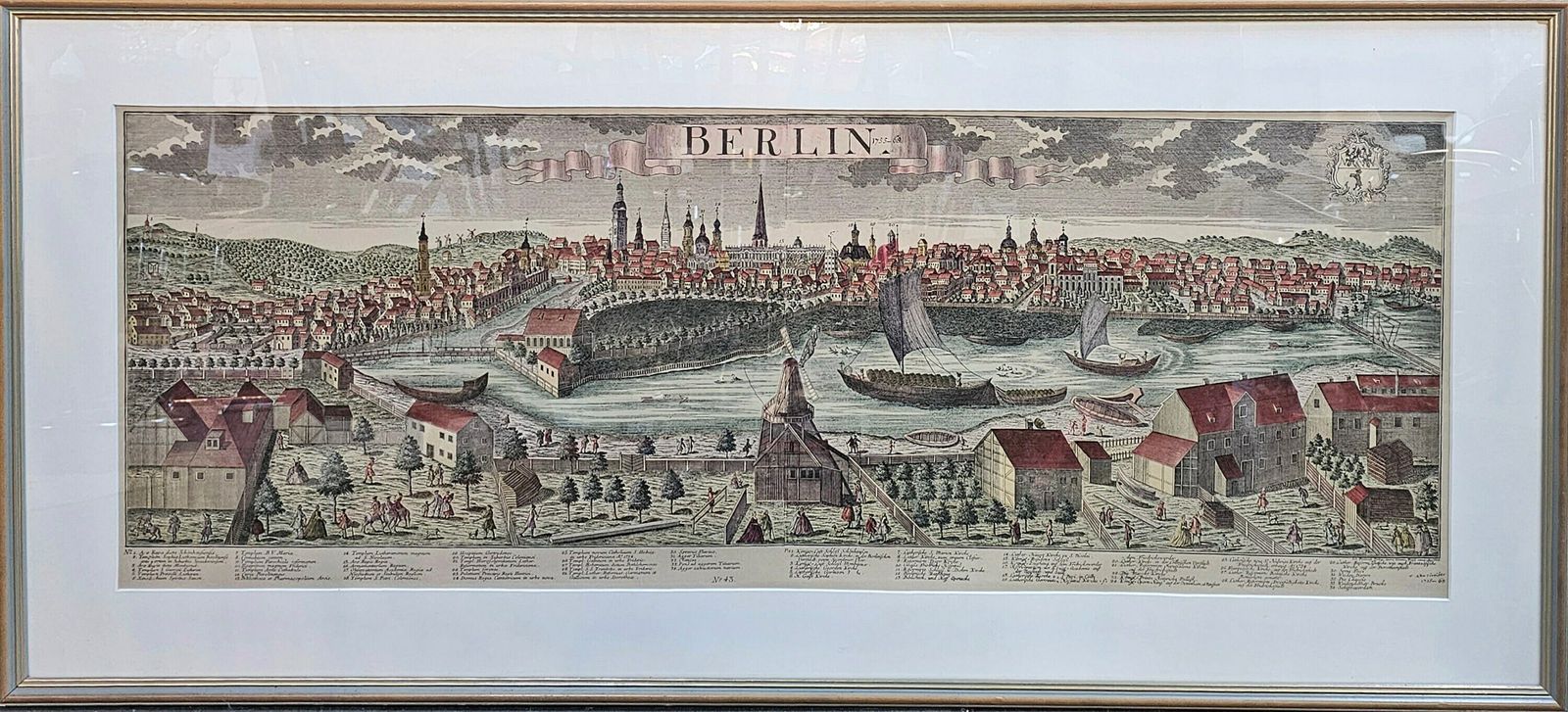 Copper Print Of A Panoramic View Of Berlin And Spree River With With Description Of All Important Buildings, By Johann Friedrich Probst
