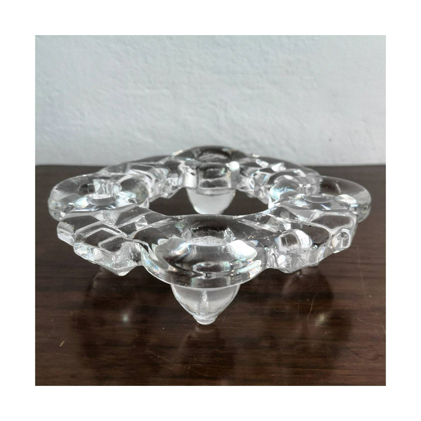 Vintage Scandinavian Glass Candle Holder // Mid Century Modern Glass Candle Holder // Made In Finland In 1970s photo Home Decor