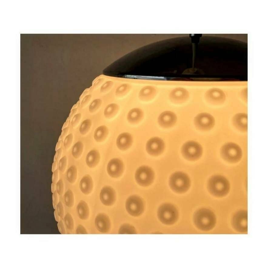 Space Age Opaline Glass Pendant Light By Rolf Kruger For Staff // Hobnail Globe Opaline Glass Pendant // Made In West Germany In 1970s photo Lighting