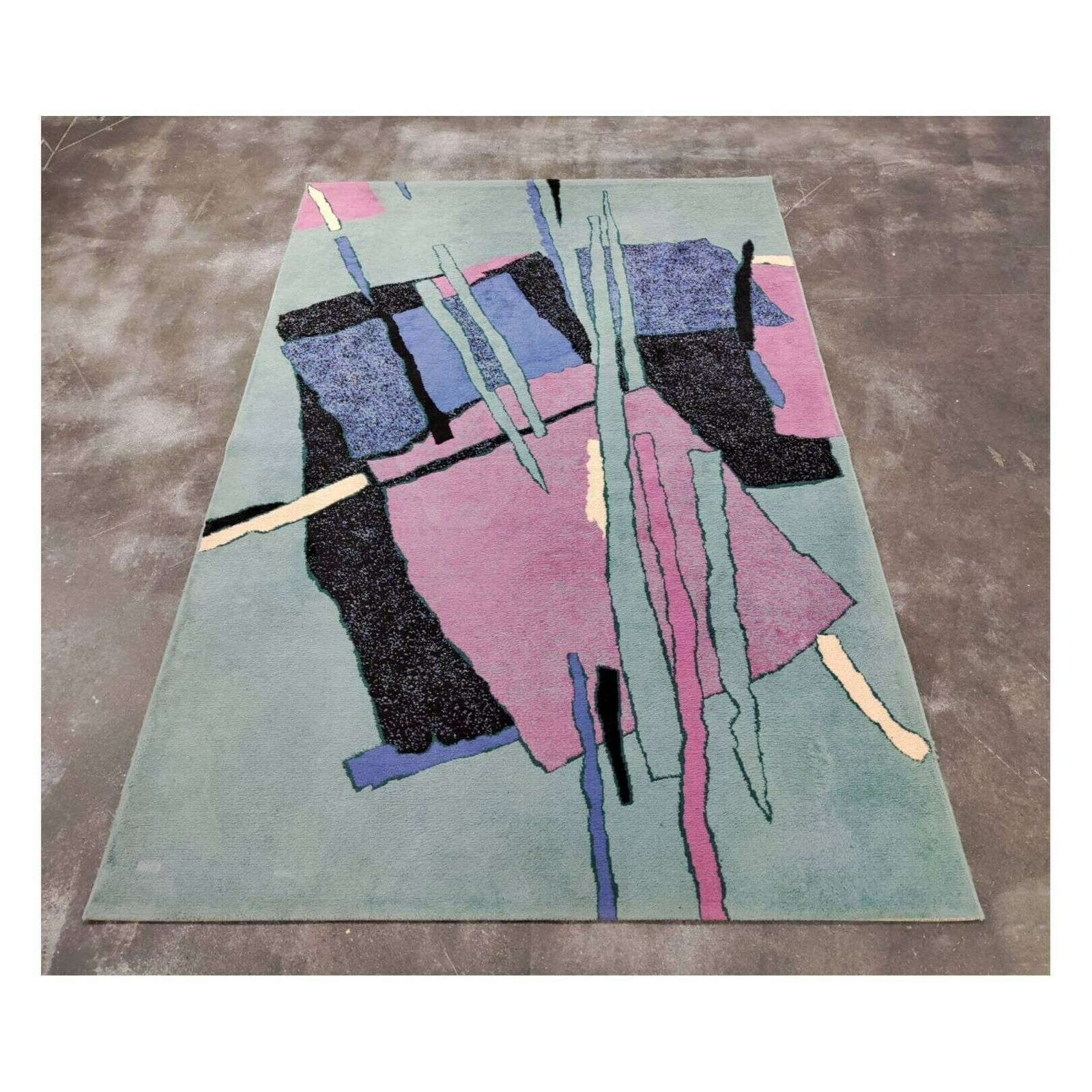 Postmodernist Abstract Rug // Vintage Woolen Rug In Pastel Colours // Made In West Germany In 1970s