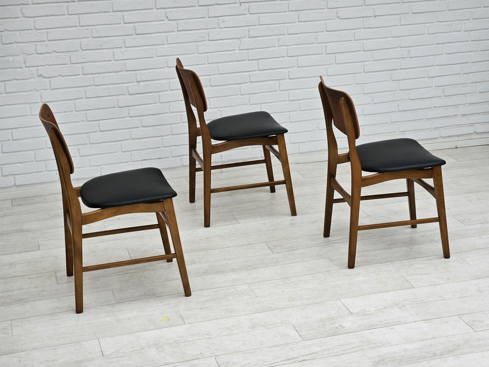 1960s, Danish Design By Ib Kofod Larsen, Set Of 3 Dining Chairs Model 62. photo buy