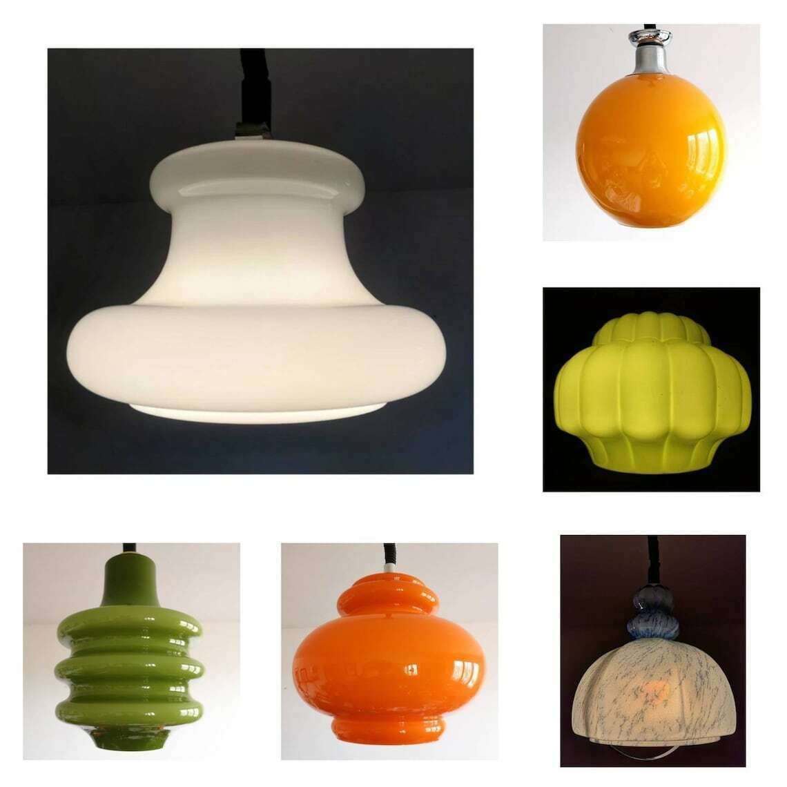 photo furniture 1970s Space Age White Opaline Glass Hanging Lamp // Mid Century Modern Glass Pendant Light // Made In Yugoslavia