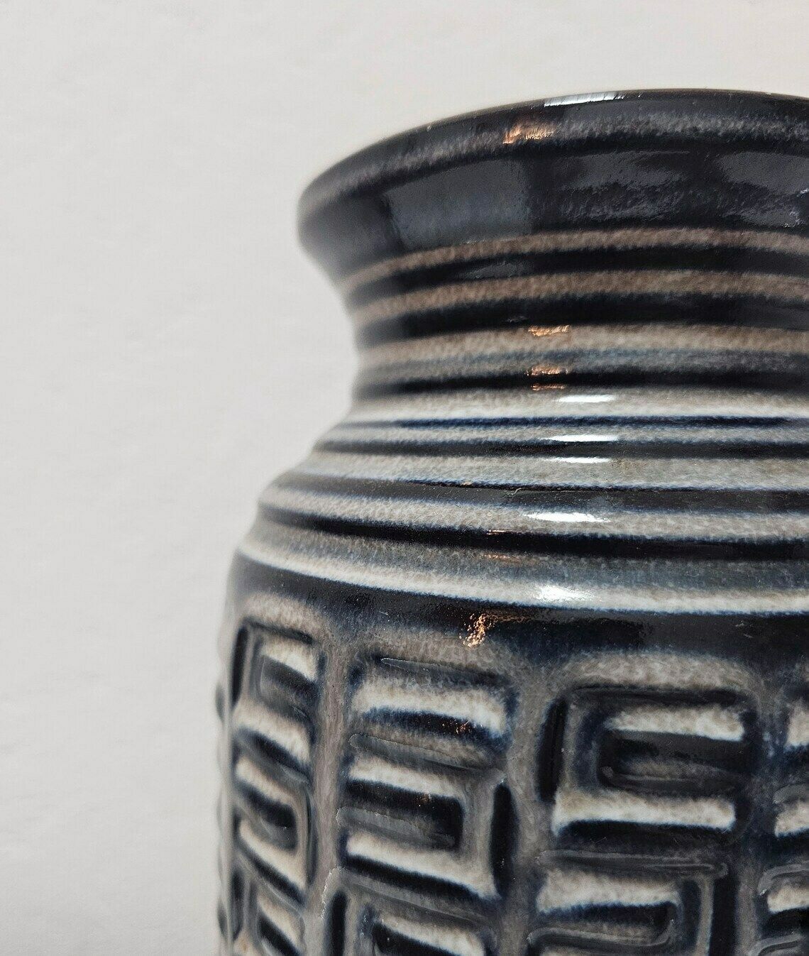 Vintage Ceramic Vase In Gray And Blue From Carstens Tönnieshof // West German Pottery Vase // Made In West Germany In 1970s photo 162.0