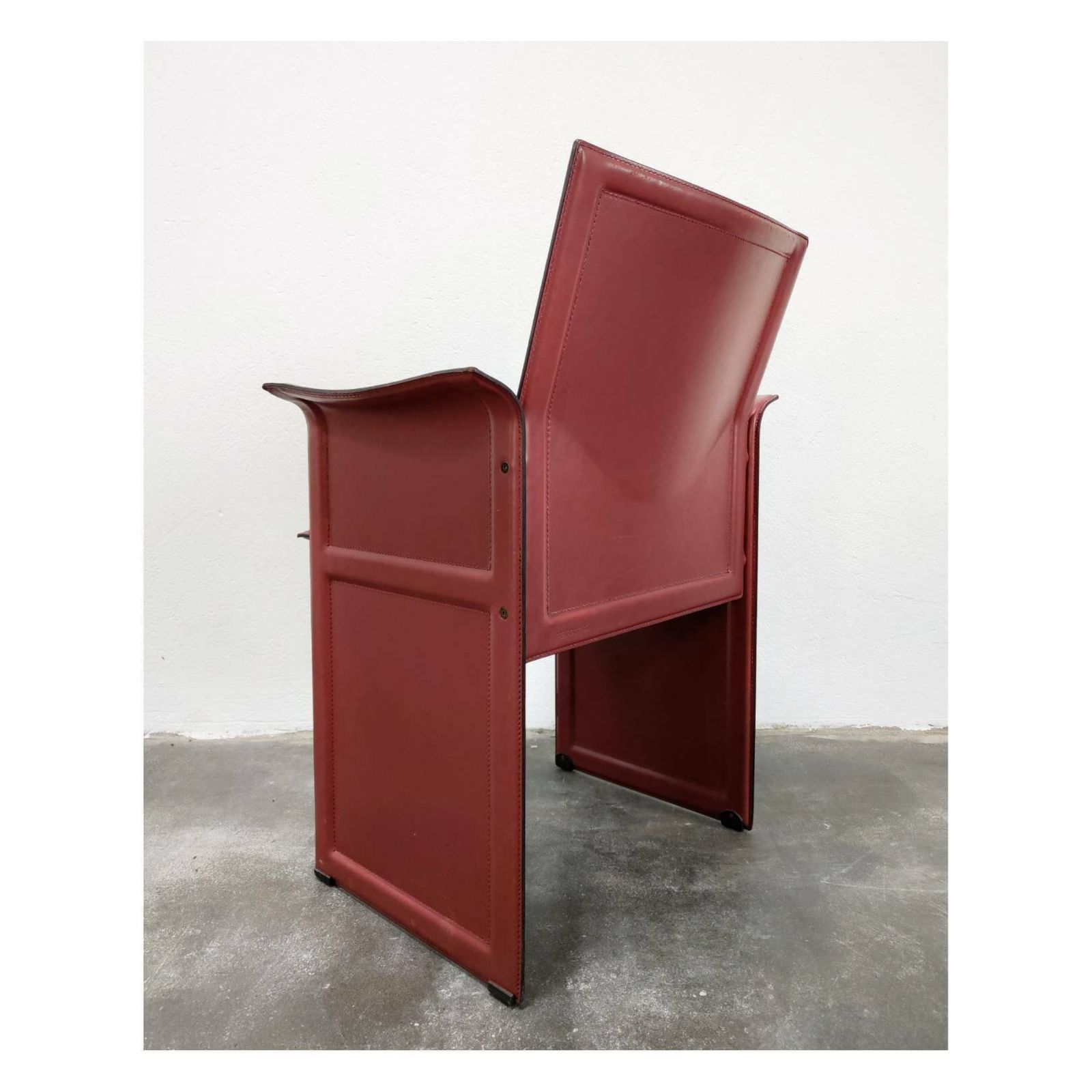 Set Of 4 Leather Dining Chairs By Tito Agnoli For Matteo Grassi // Korium Chair By Tito Agnoli // Korium Armchair // Made In Italy In 1979 photo buy
