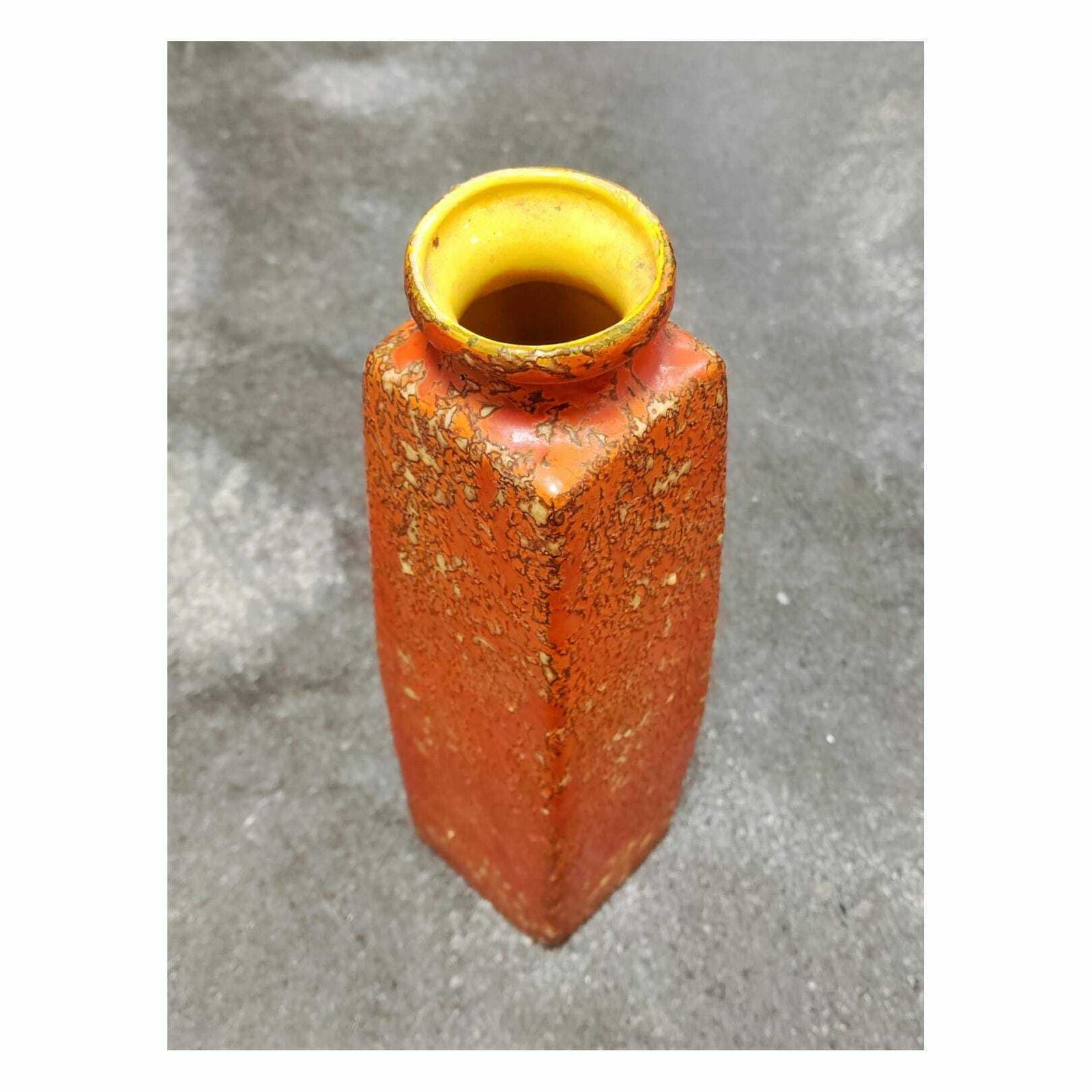 Pair Of Mid Century Modern Fat Lava Glazed Vases // Tofej Pottery  Orange Tofej Ceramics // Made In Hungary In 1970s photo vinterior