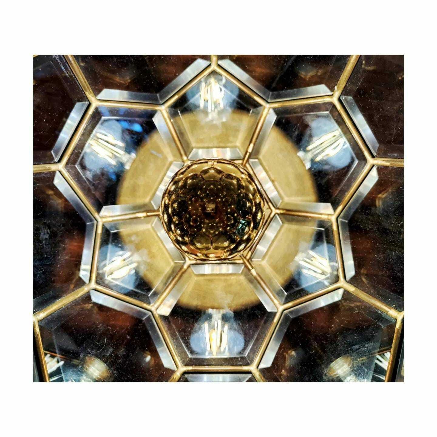 Adolf Loos Style Lamp // Brass And Faceted Glass Table Lamp // Art Deco Lamp // Geometrical Lamp // Made In Austria In 1960s photo vinterior