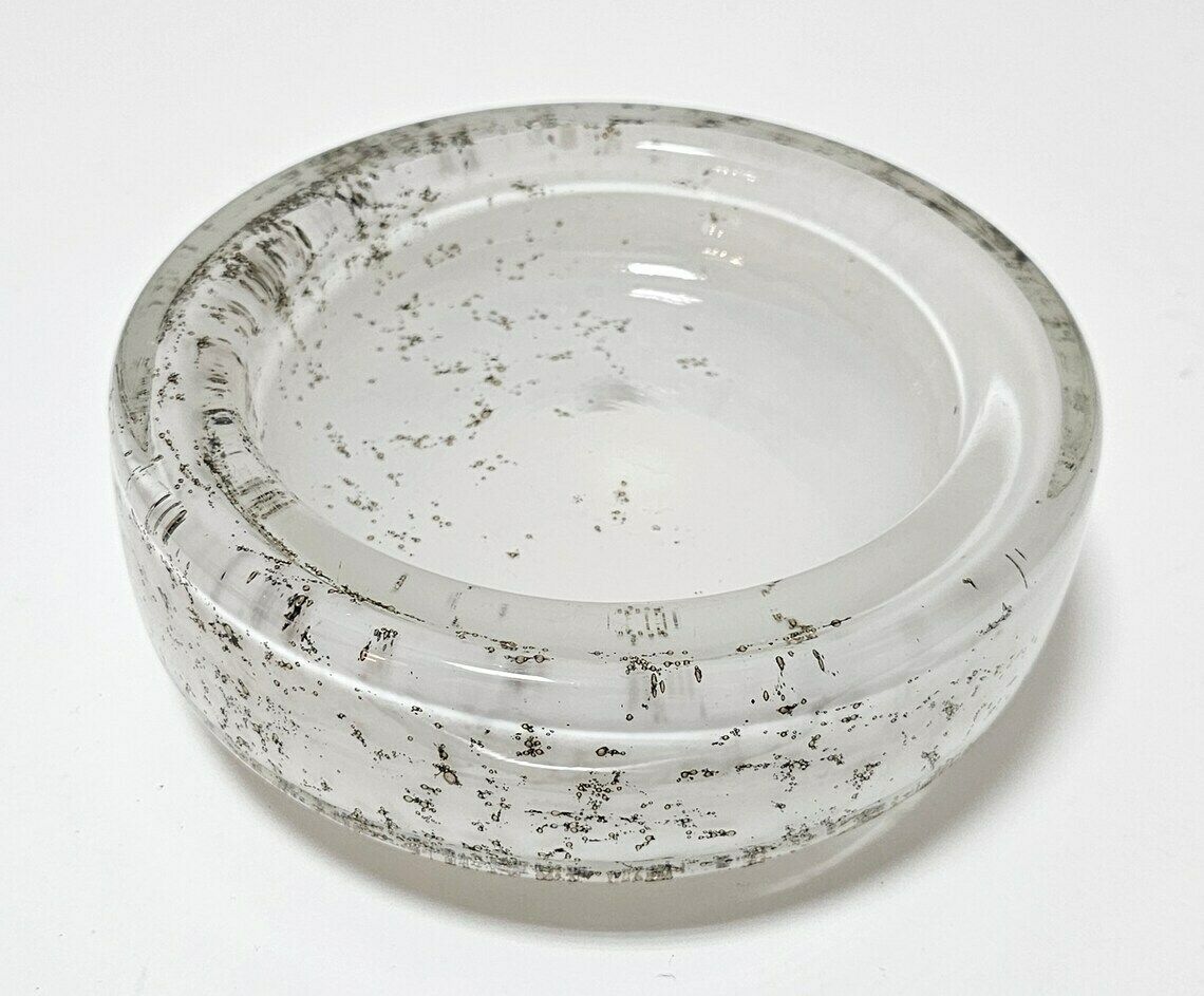 Mid Century Modern Murano Glass Ashtray In White Bubble Glass // Mouthblown Murano Glass // Vintage Ashtray // Made In Italy In 1960s photo Home Decor