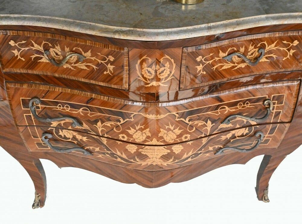 Bombe Chest Of Drawers Empire Commode Marquetry Inlay photo furniture
