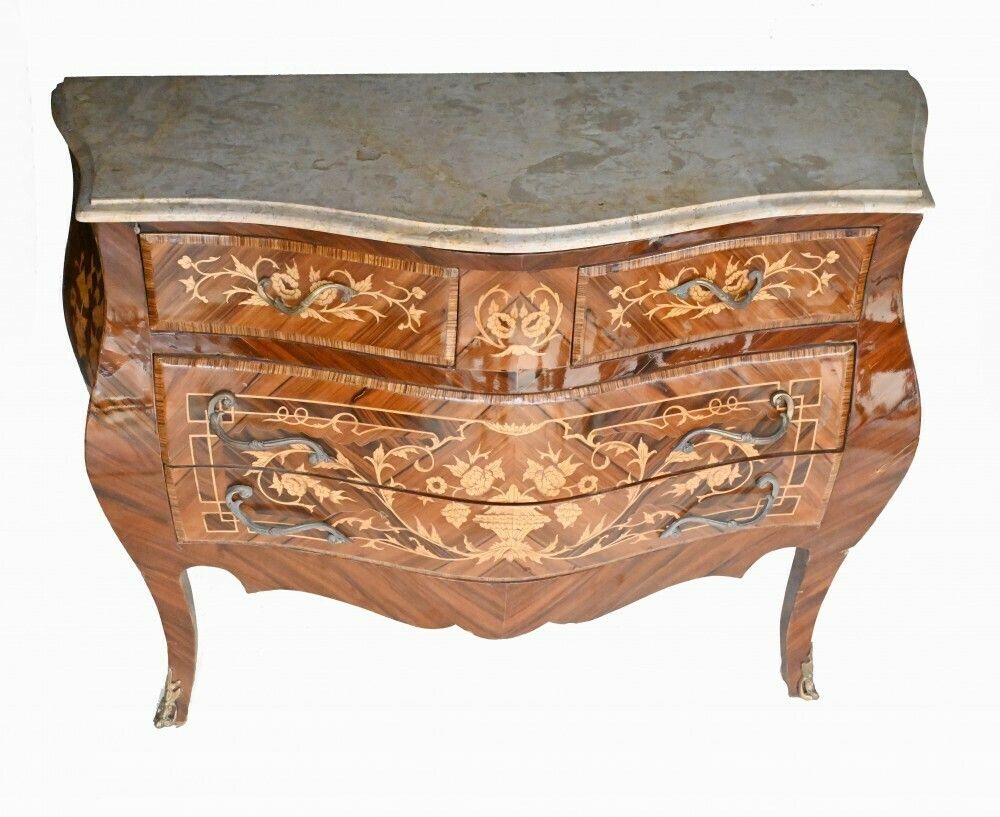 Bombe Chest Of Drawers Empire Commode Marquetry Inlay photo 1450.0