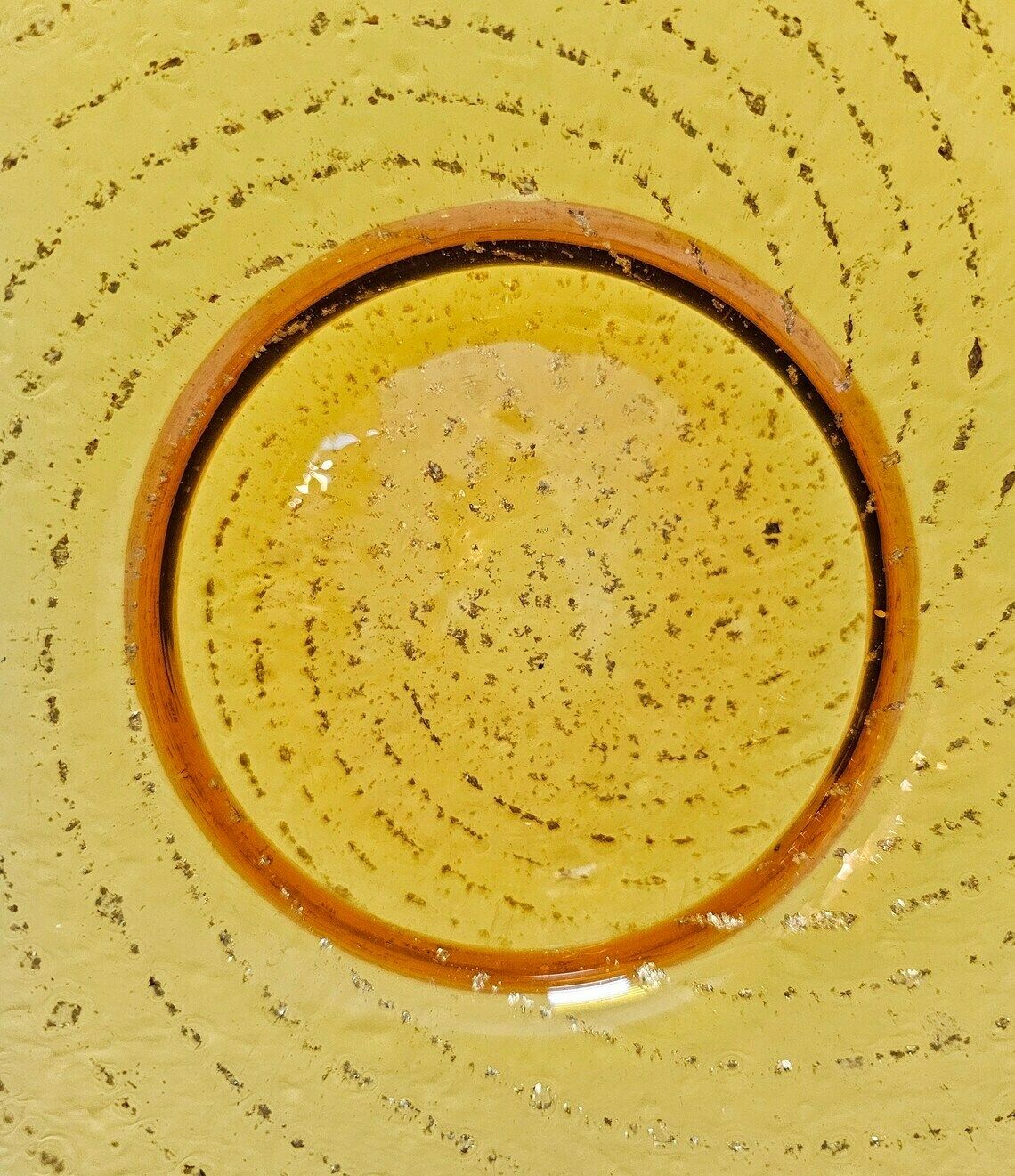 Mid Century Modern Yellow Murano Art Glass Decorative Plate With Golden Dust // Made In Italy In 1960s photo 342.0