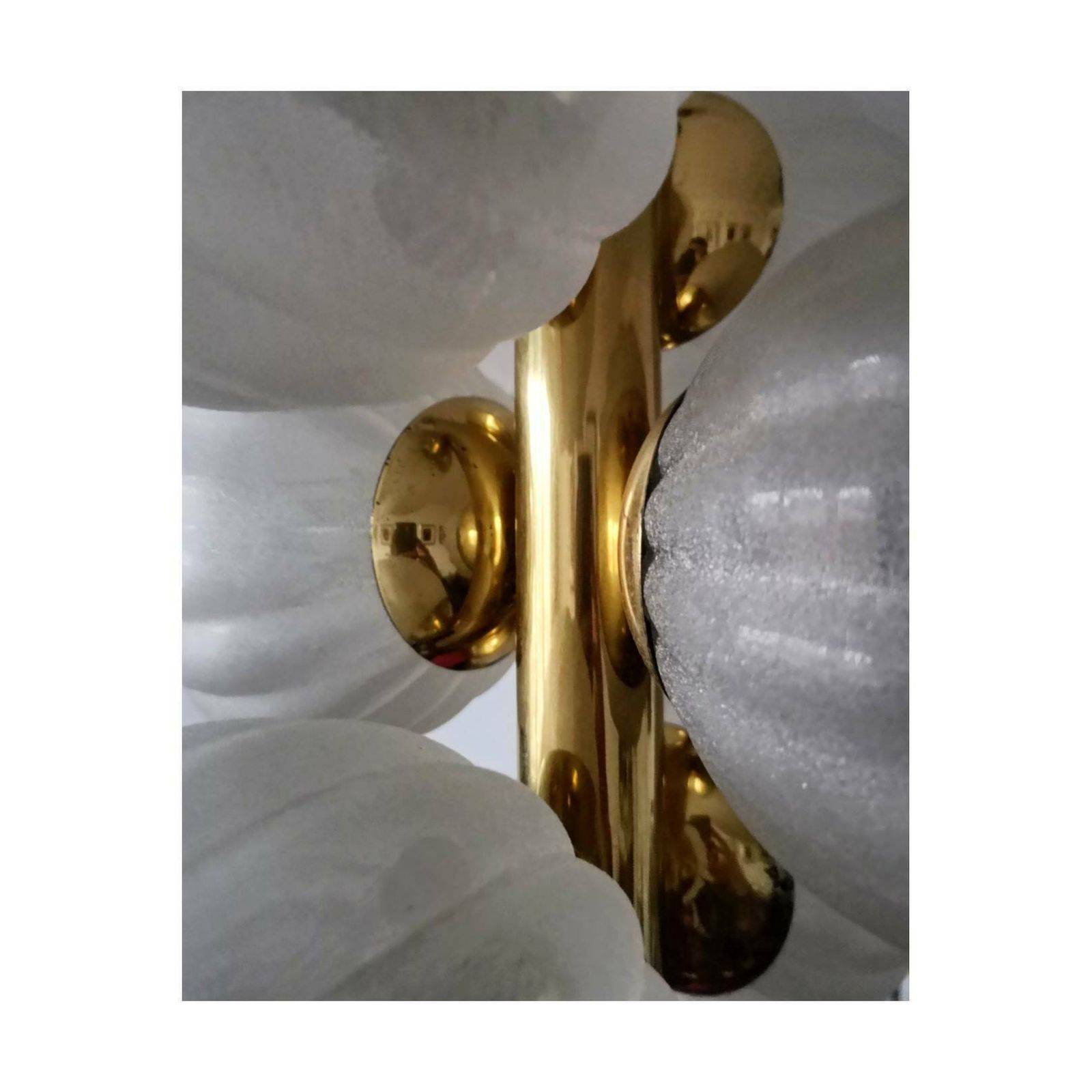 Golden 6 Arm Mid Century Modern Chandelier By Kaiser Leuchten // Golden Sputnik Chandelier // Made In Germany (1960s) photo vintage