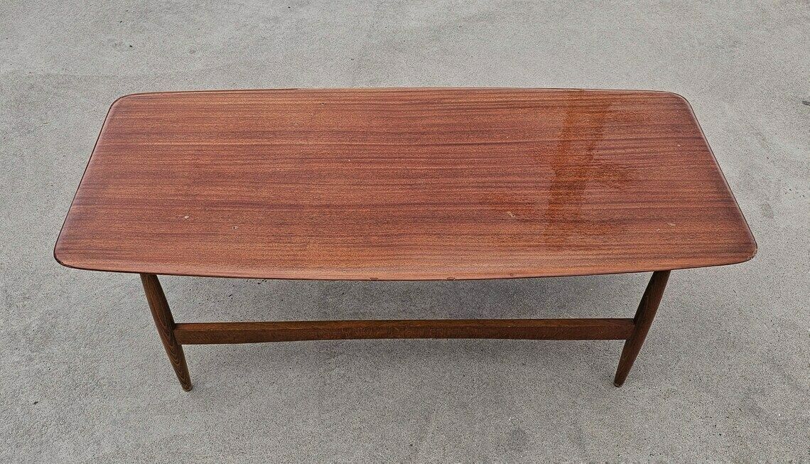 Mid Century Modern Coffee Table In Beech And Mahogany Veneer // Vintage Coffee Table // Made In Germany In 1960s photo 675.0