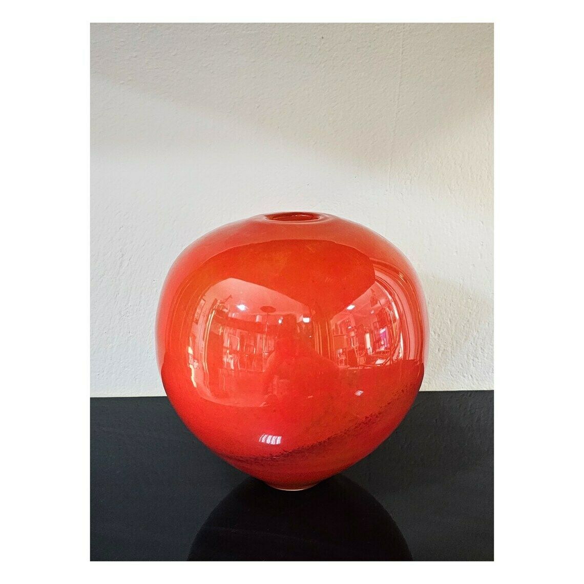 Rare Murano Glass Vase Done In Vibrant Red Glass // Stunning Murano Glass Vase // Made In Italy In 1950s