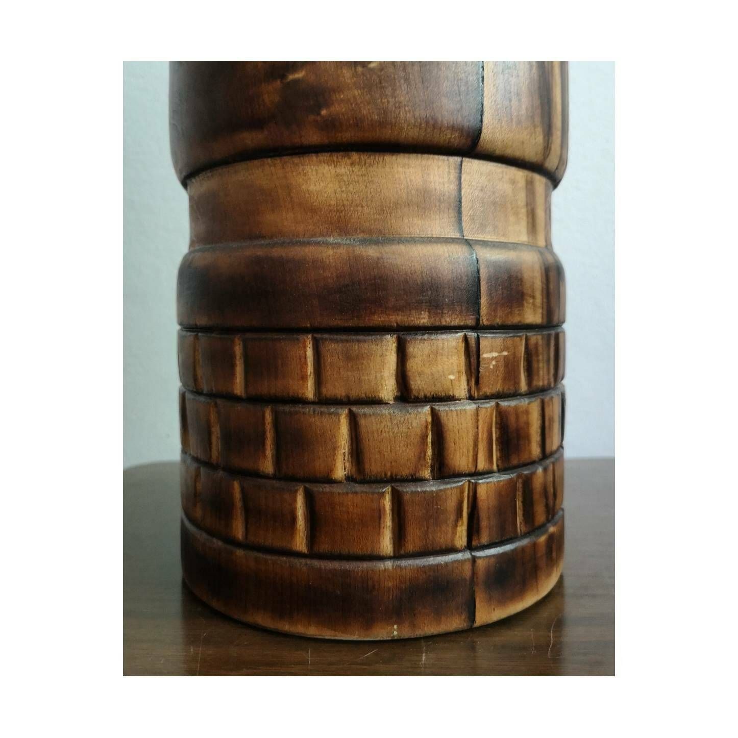 Rare Brutalist Table Lamp By Yugoslav Architect Dusan Dzamonja // Brutalist Timber Table Lamp // Made In Yugoslavia In 1970s photo 675.0