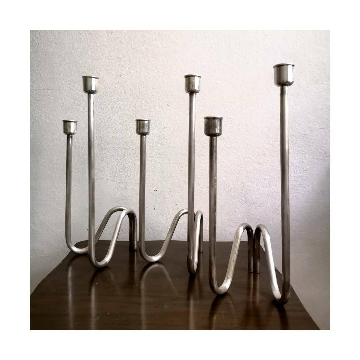 Set Of 3 Candlestick Holders By Lino Sabattini / Mid Century Modern Candle Holders / Silver Plated Candle Holders / Made In Italy In 1960s photo furniture