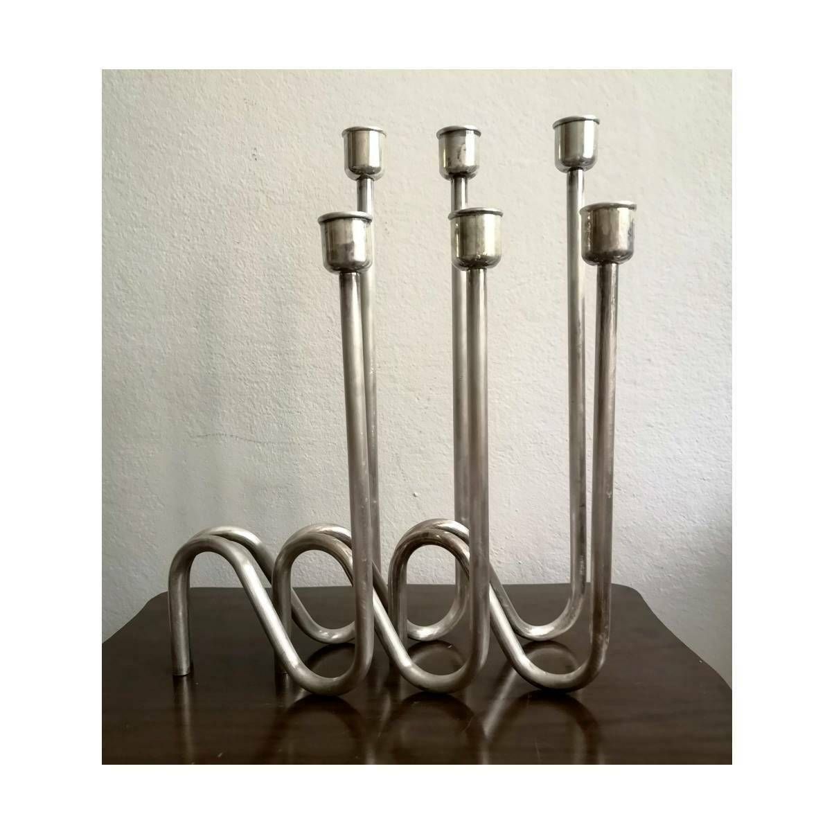 Set Of 3 Candlestick Holders By Lino Sabattini / Mid Century Modern Candle Holders / Silver Plated Candle Holders / Made In Italy In 1960s photo for sale