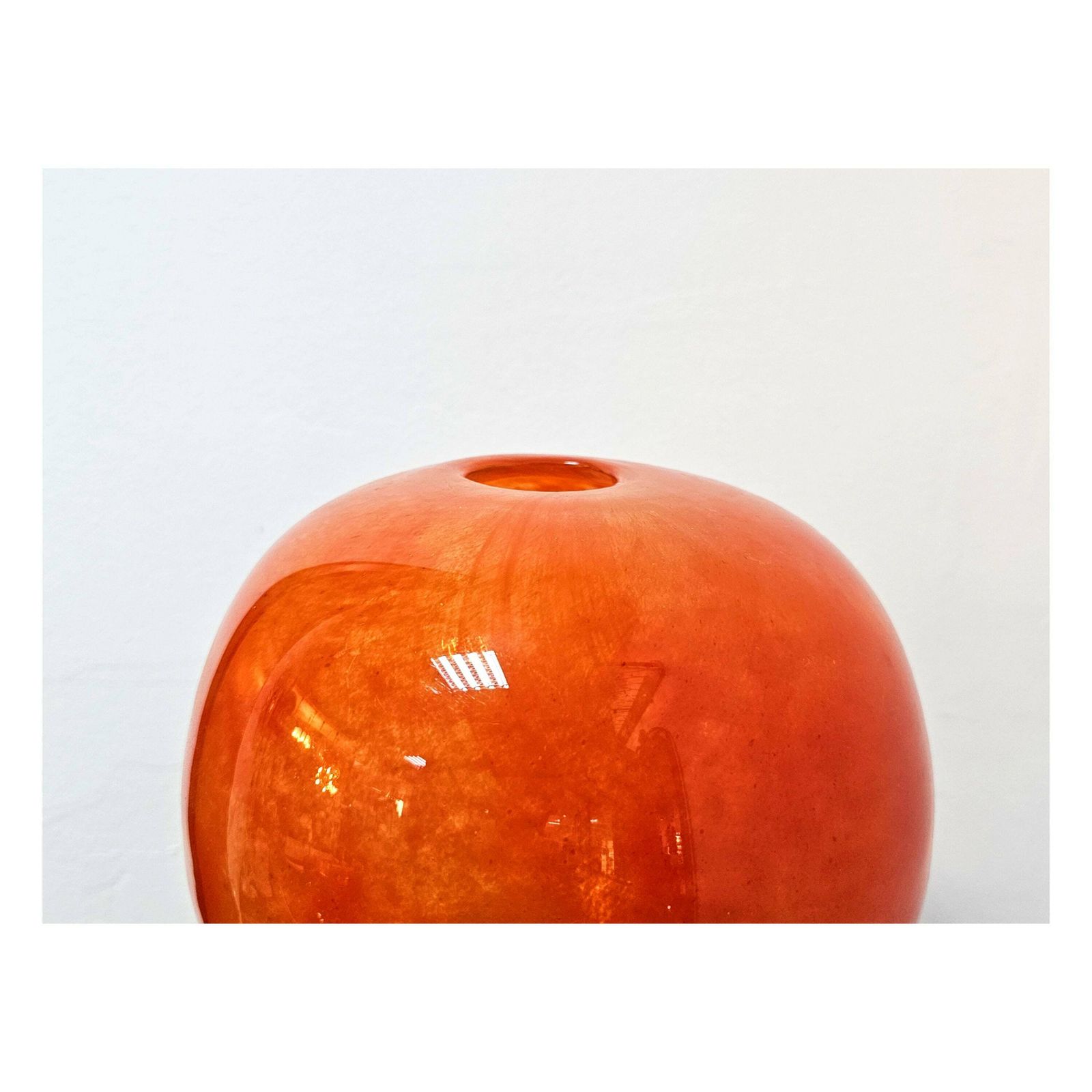 Rare Murano Glass Vase Done In Dark Orange Marble Like Glass // Stunning Murano Glass Vase // Made In Italy In 1950s photo for sale