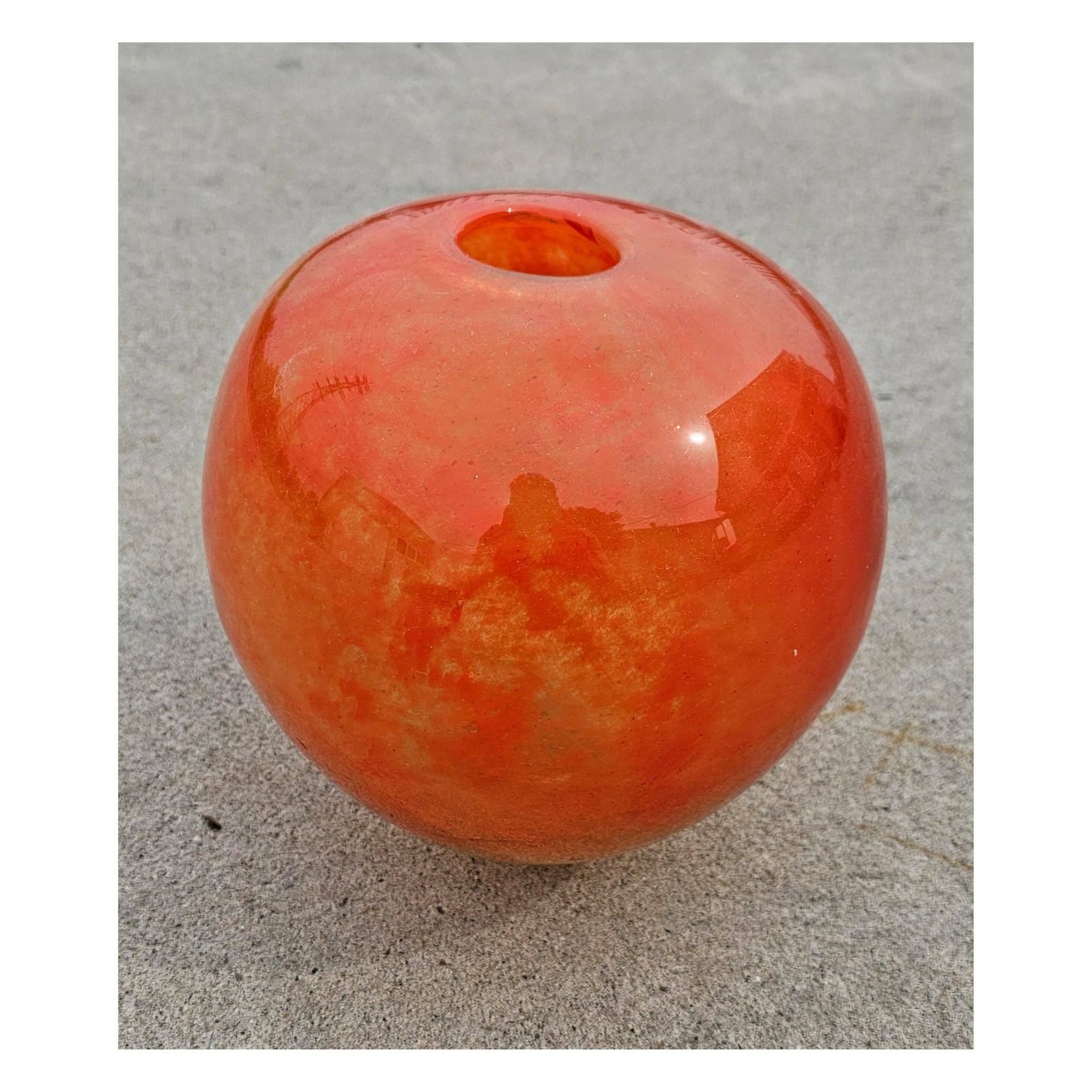 Rare Murano Glass Vase Done In Dark Orange Marble Like Glass // Stunning Murano Glass Vase // Made In Italy In 1950s photo 855.0