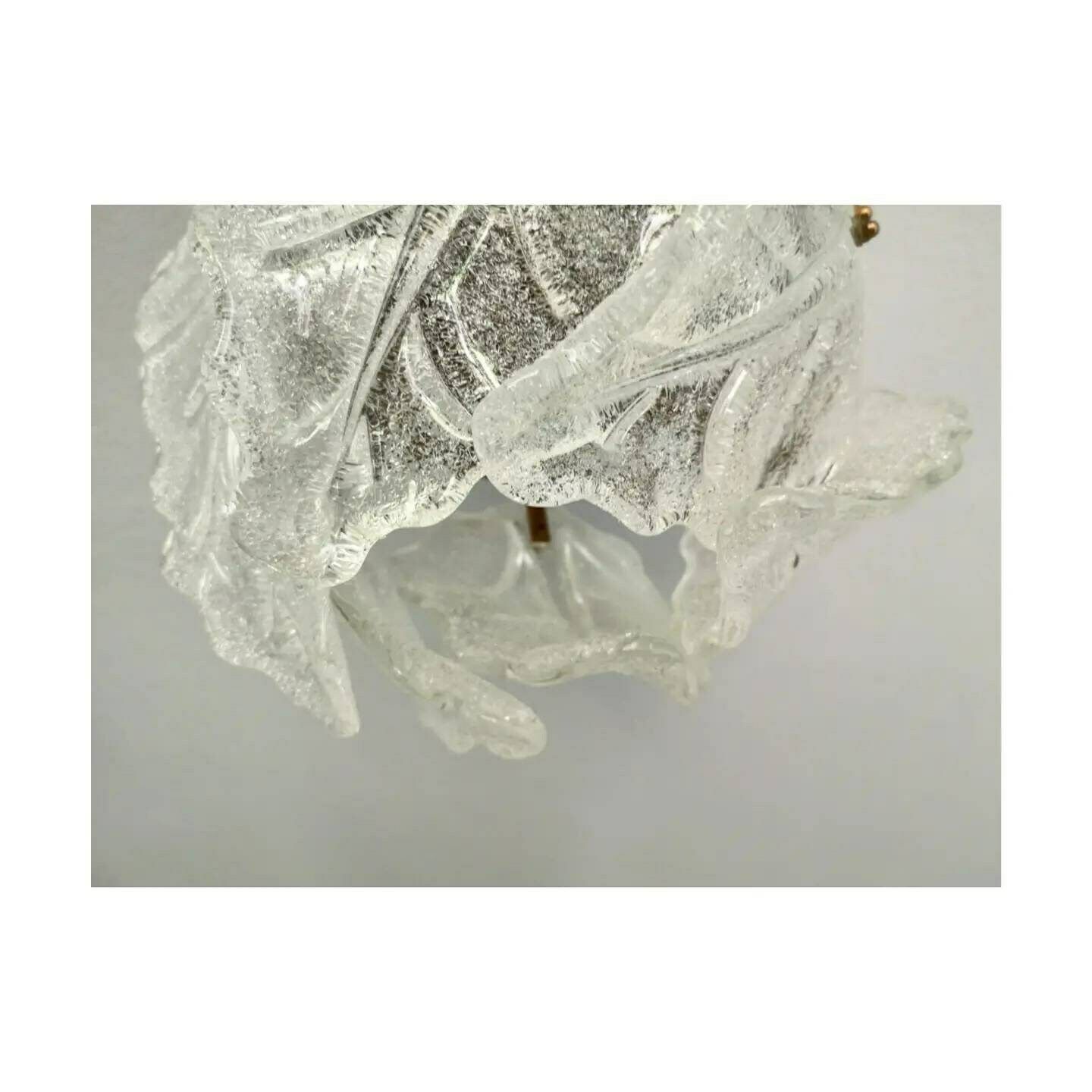 Extremly Rare Zero Quattro Flush Mount With Barovier And Taso Glass Leaves // Murano Glass Flush Mount // Made In Murano // Made In Italy photo vinterior