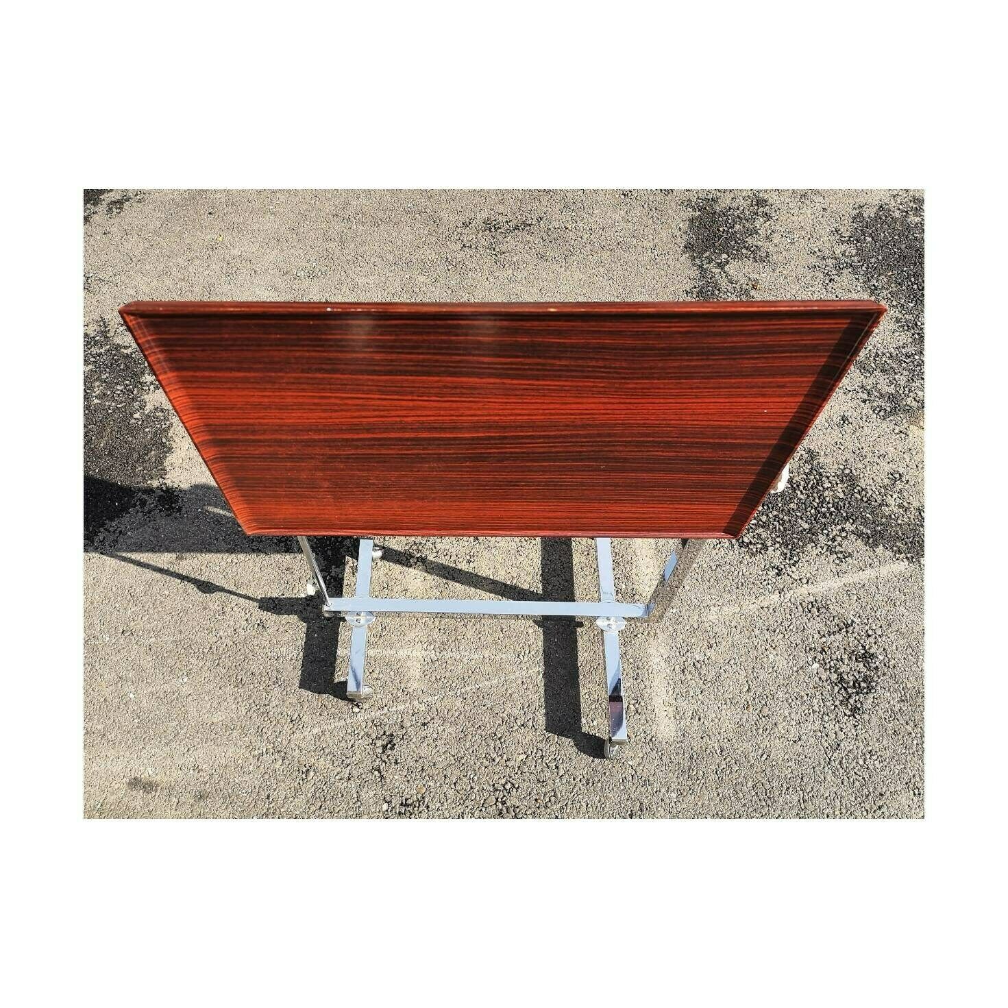 Bremshey & Co. Adjustable Side Table // Mid Century Modern Multipurpose Side Table // Chrome And Plywood Side Table // Made In West Germany photo vinterior