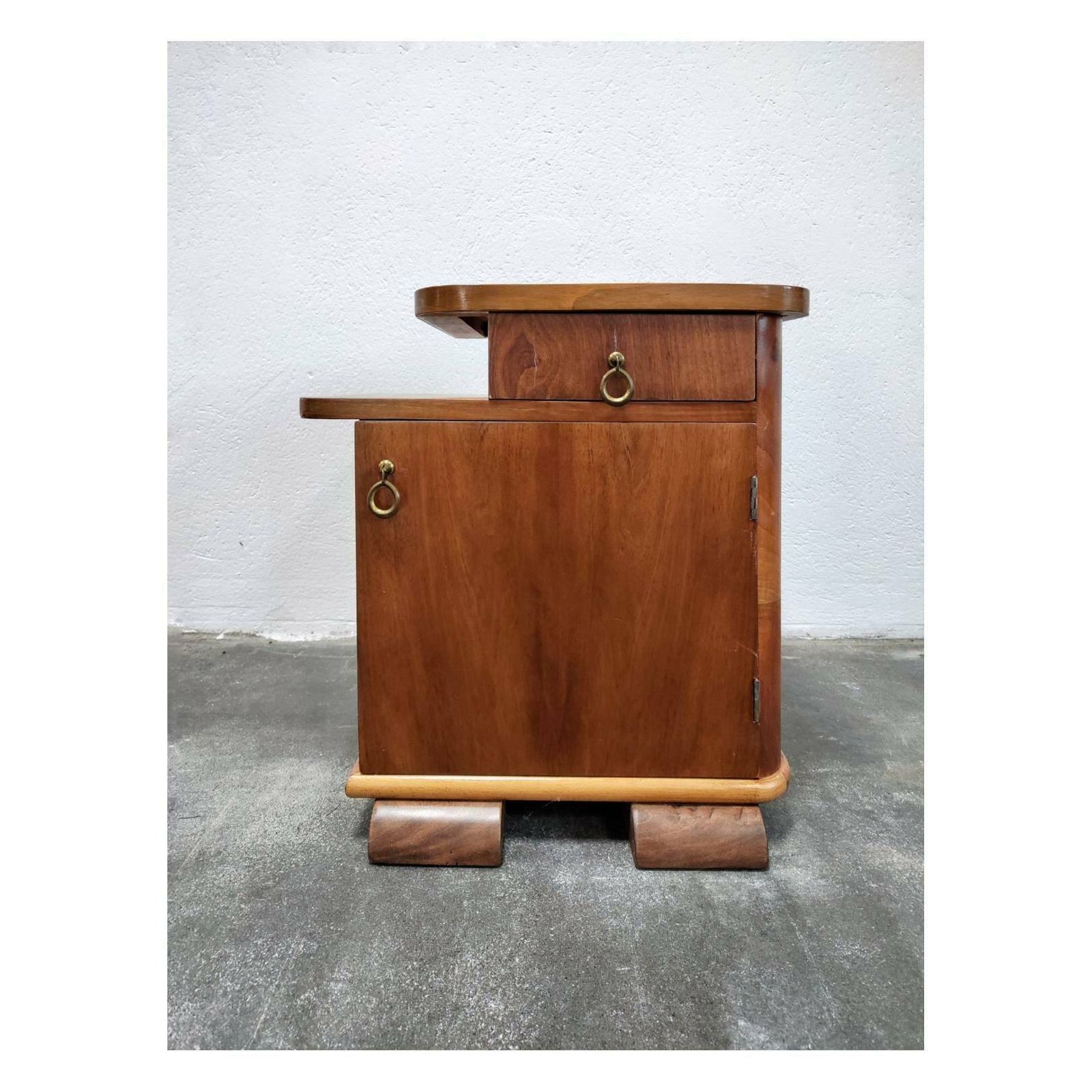 Pair Of Beautiful Art Deco Nightstands // Antique Bedside Tables // Pair Of Antique Bedside Cabinets // Made In Yugoslavia In 1930s photo for sale