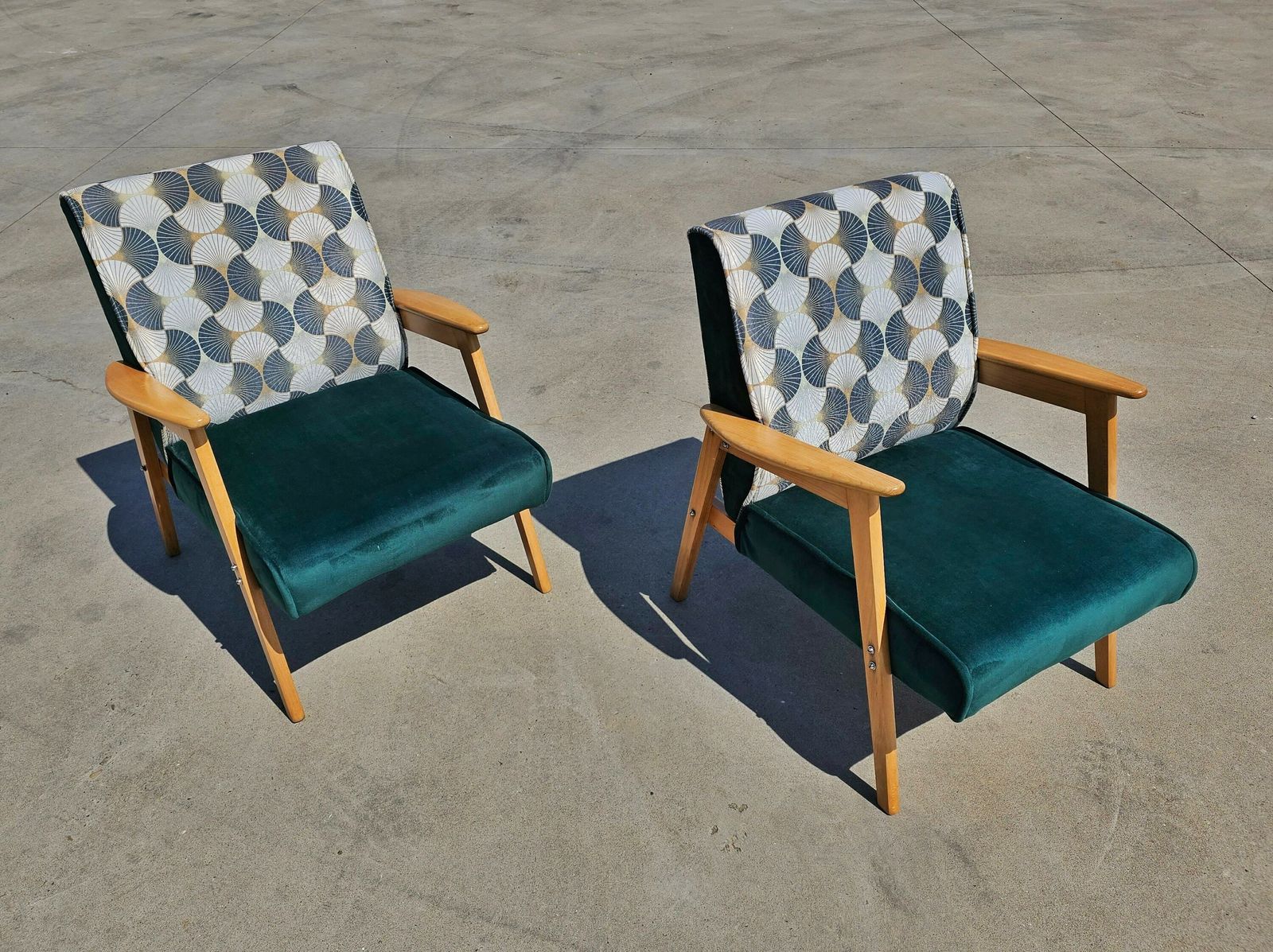 Pair Of Mid Century Modern Armchairs // Reupholstered Mid Century Armchairs // Made In Yugoslavia In 1960s