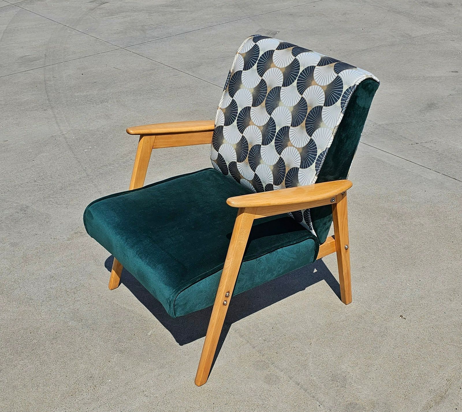 Pair Of Mid Century Modern Armchairs // Reupholstered Mid Century Armchairs // Made In Yugoslavia In 1960s photo for sale