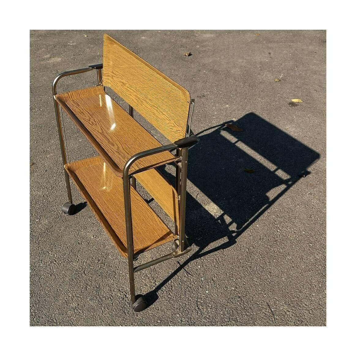 Mid Century Modern Collapsible Serving Trolley // Vintage Bar On Wheel // Rolling Mini Bar // Made In West Germany In 1970s photo furniture