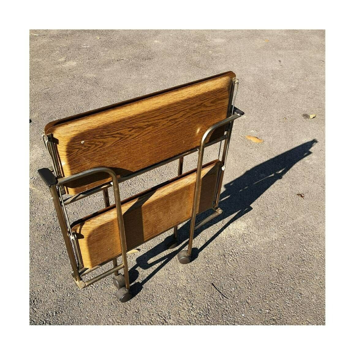 Mid Century Modern Collapsible Serving Trolley // Vintage Bar On Wheel // Rolling Mini Bar // Made In West Germany In 1970s photo 180.0